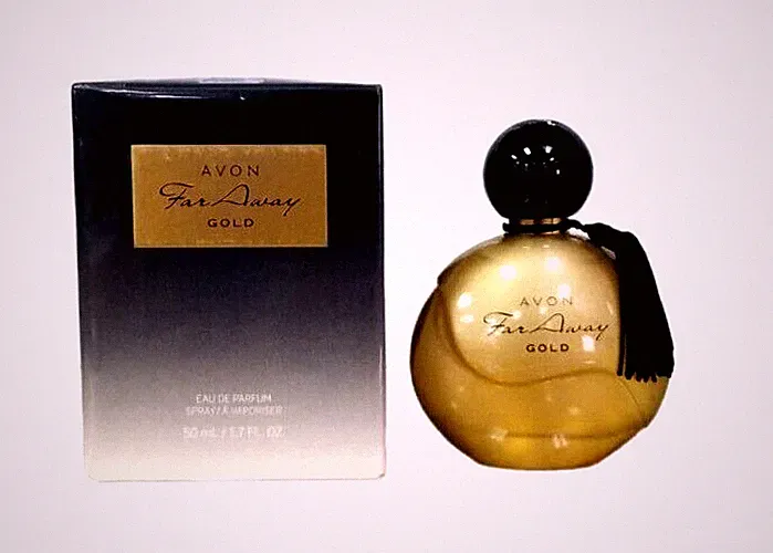 AVON -FAR AWAY GOLD PERFUME 50ml - 1.7 fl.oz. WITH TRAVEL SPRAY